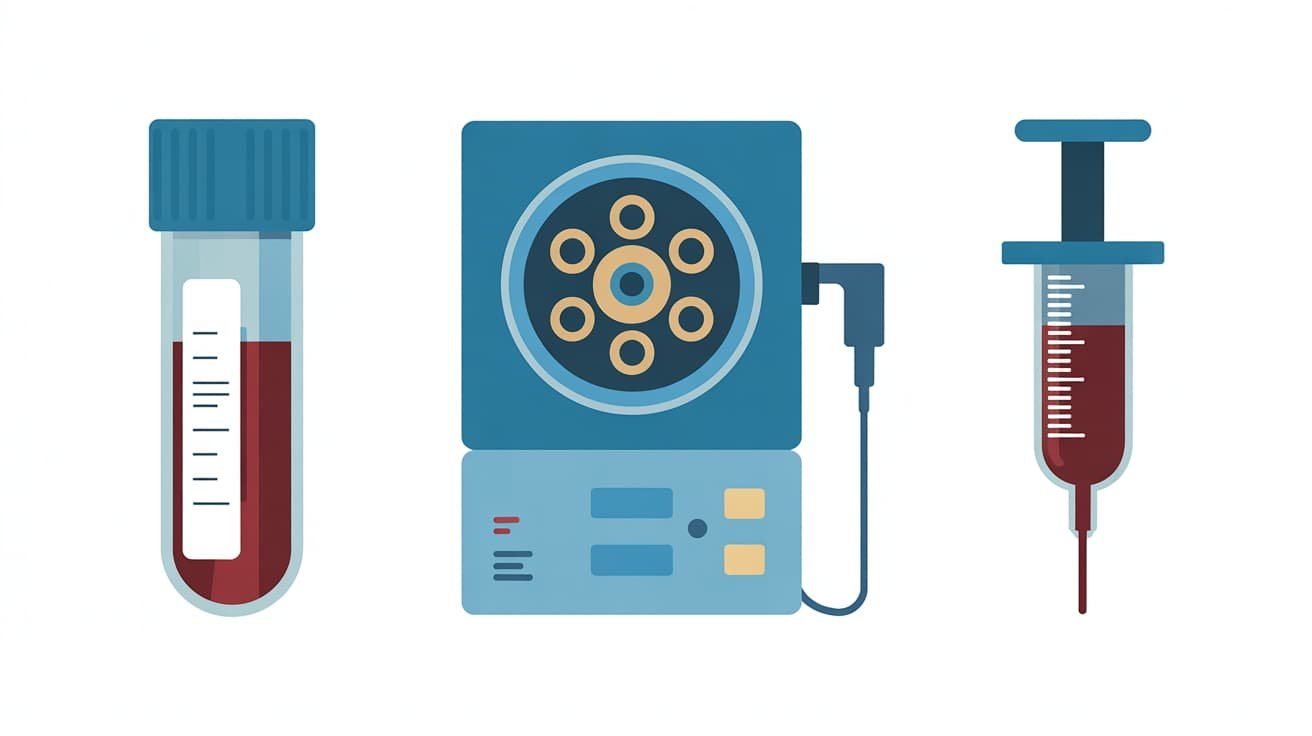 Medical illustration showing the three-step PRP preparation process for P Shot treatment UK