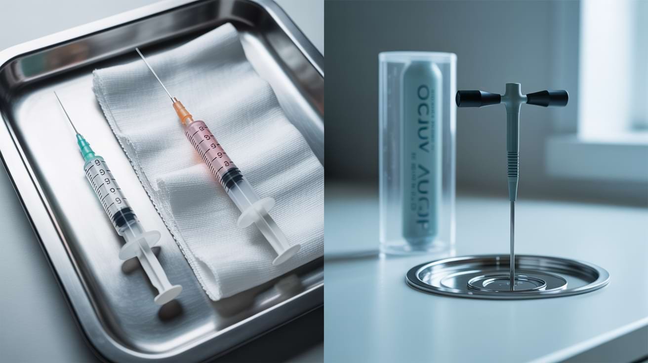 PRP syringe and shockwave therapy probe comparison for erectile dysfunction treatment