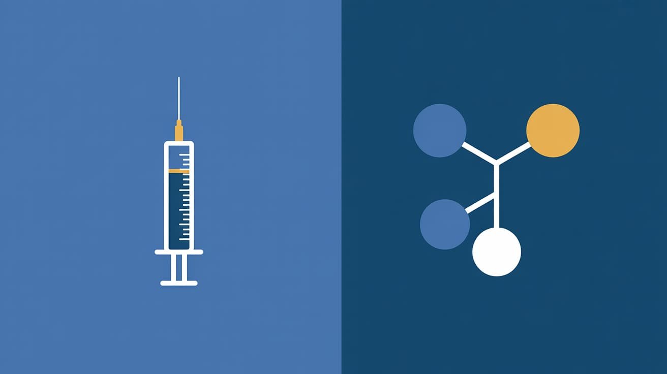 Split diagram comparing P Shot PRP therapy and testosterone replacement therapy for erectile dysfunction