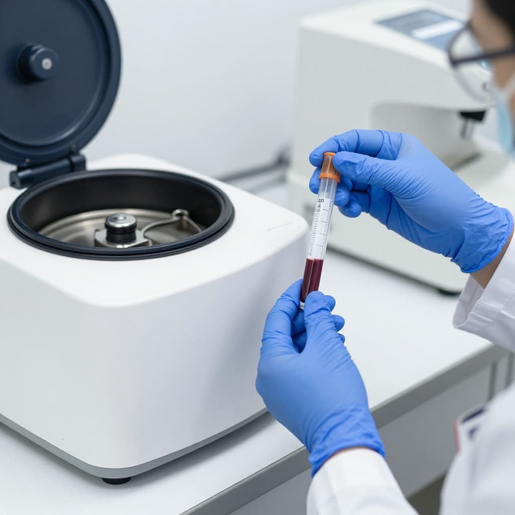 Blood collection tube and centrifuge used in priapus shot PRP preparation