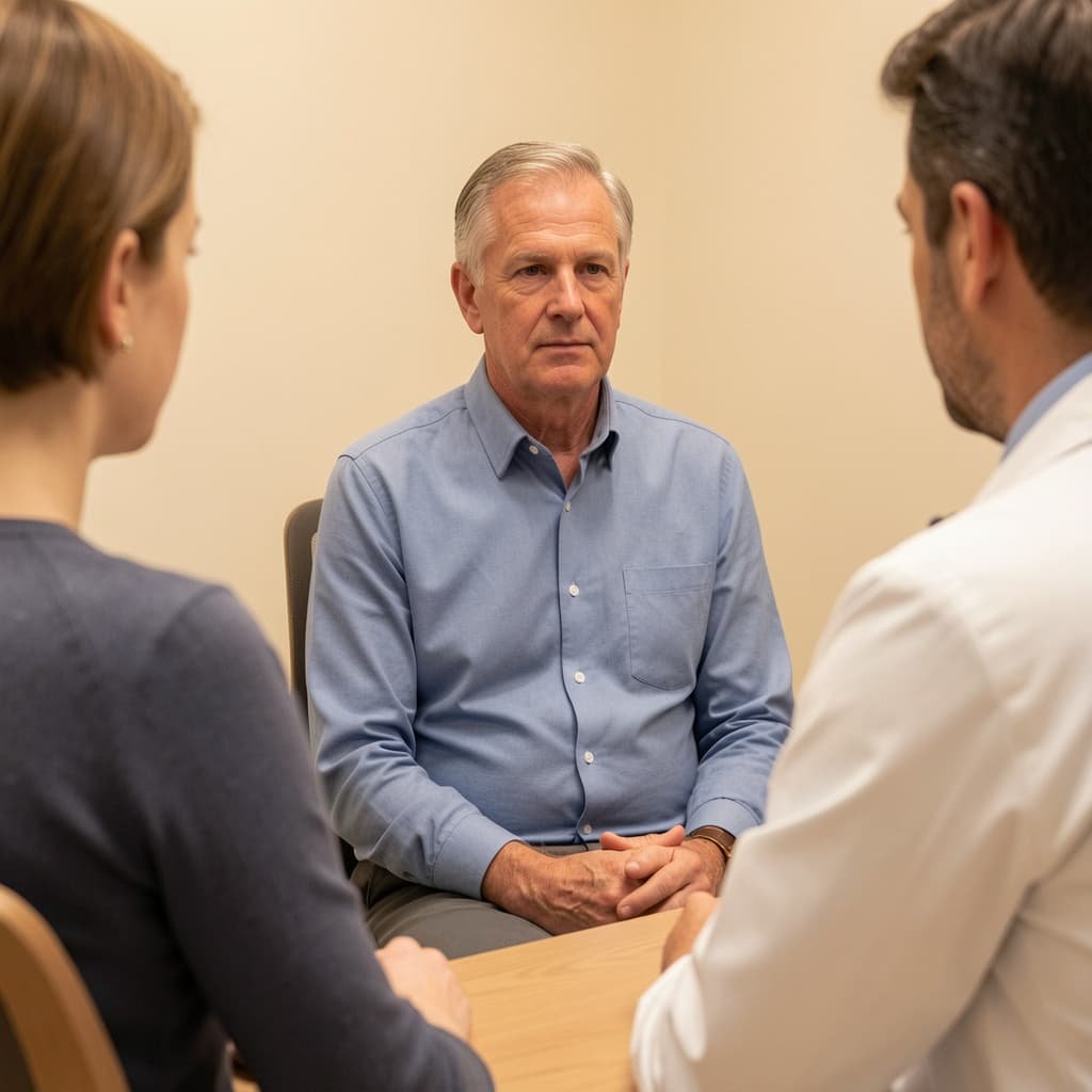 Man attending a private consultation for erectile dysfunction at a London clinic
