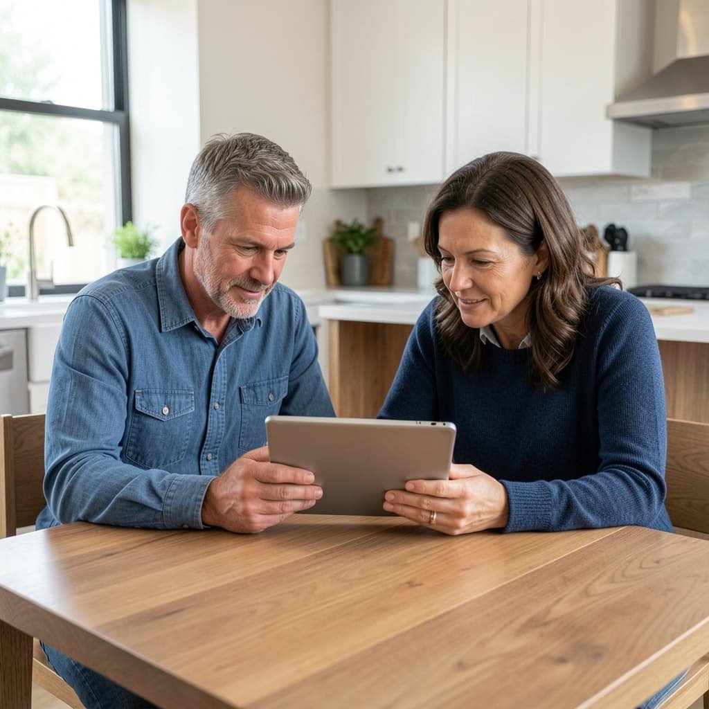 A couple having an informed conversation about erectile dysfunction treatment options at home