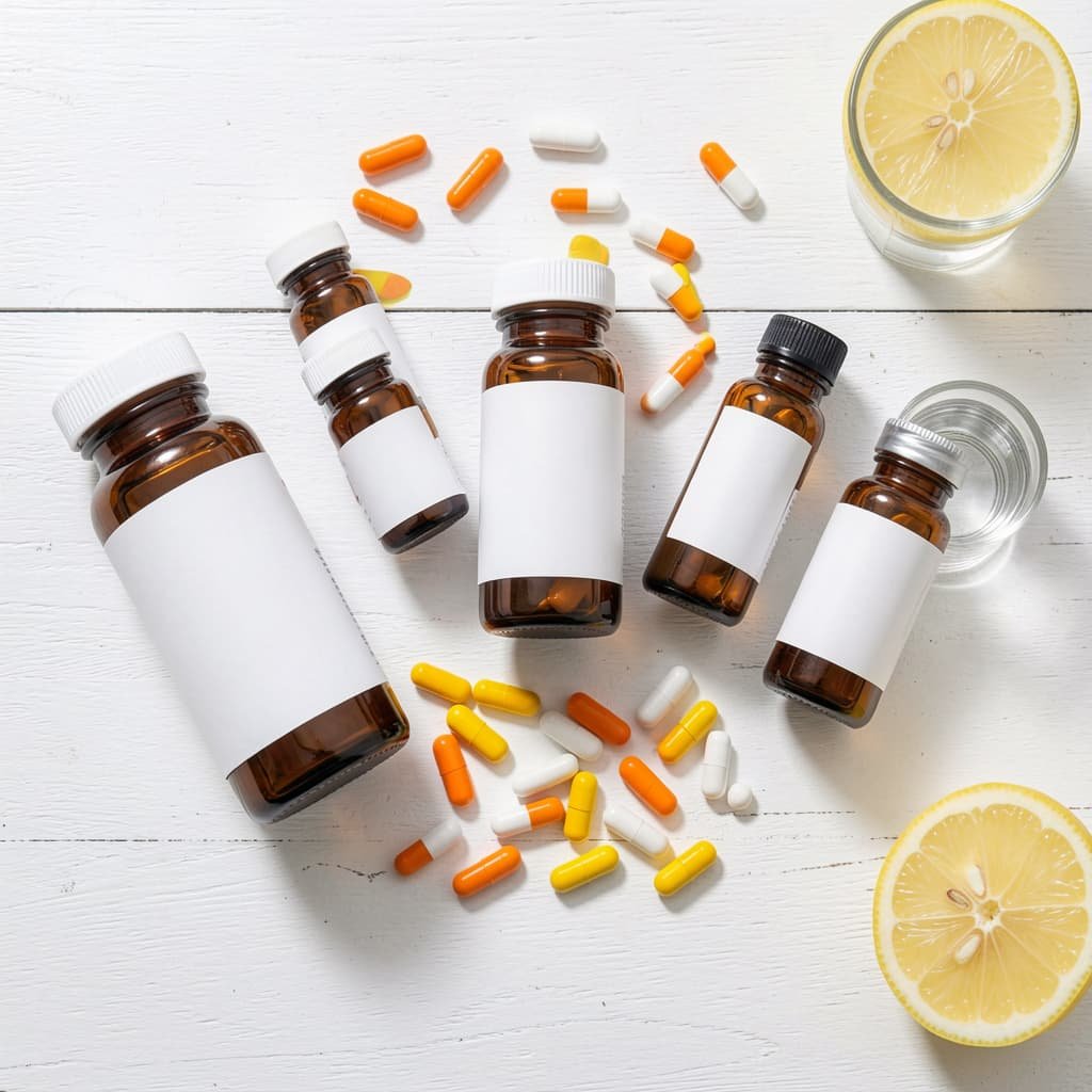 Supplements including CoQ10 vitamin C and L-citrulline to support P-Shot recovery