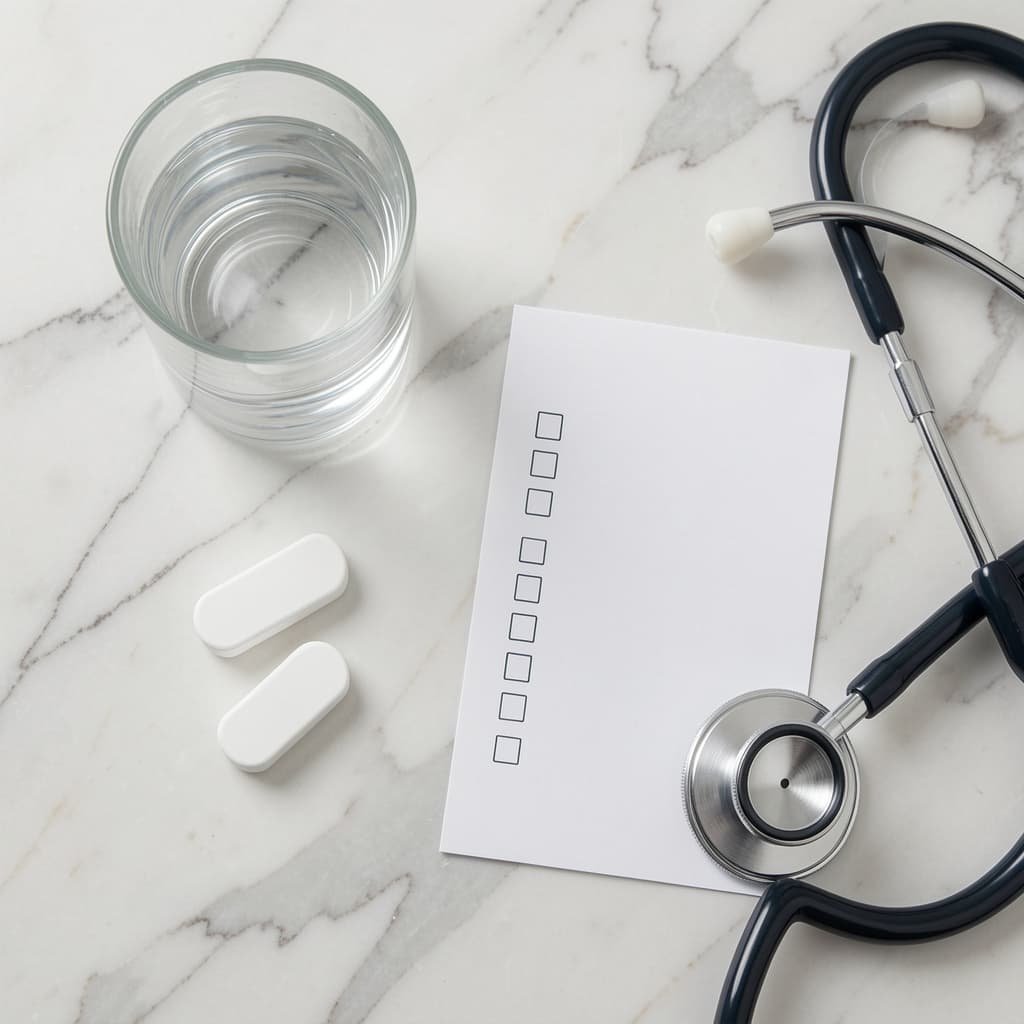 Pre-treatment medication checklist for P-Shot including paracetamol and avoiding NSAIDs