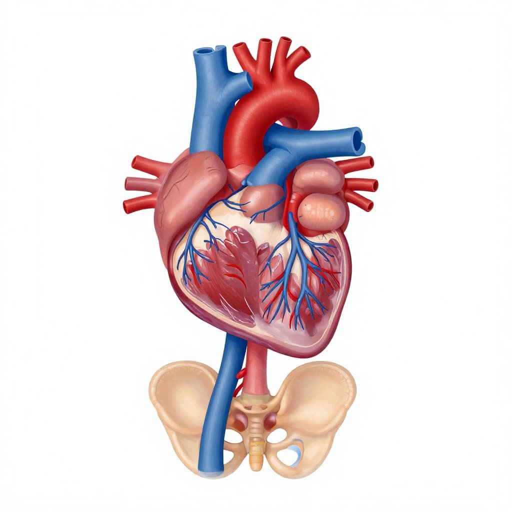 Diagram showing the link between cardiovascular blood flow and erectile dysfunction after heart surgery