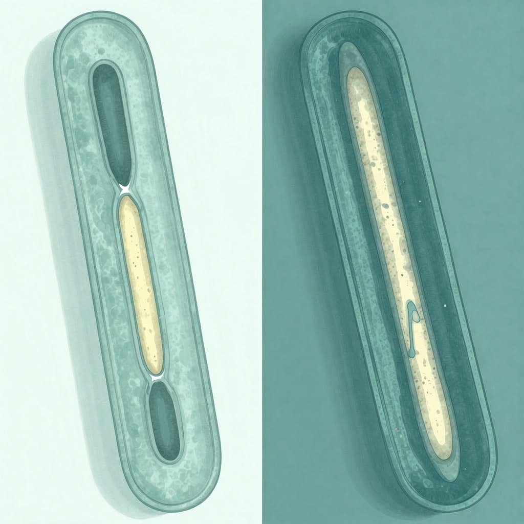 Medical illustration showing P-Shot before and after effect on penile tissue vascular regeneration at cellular level