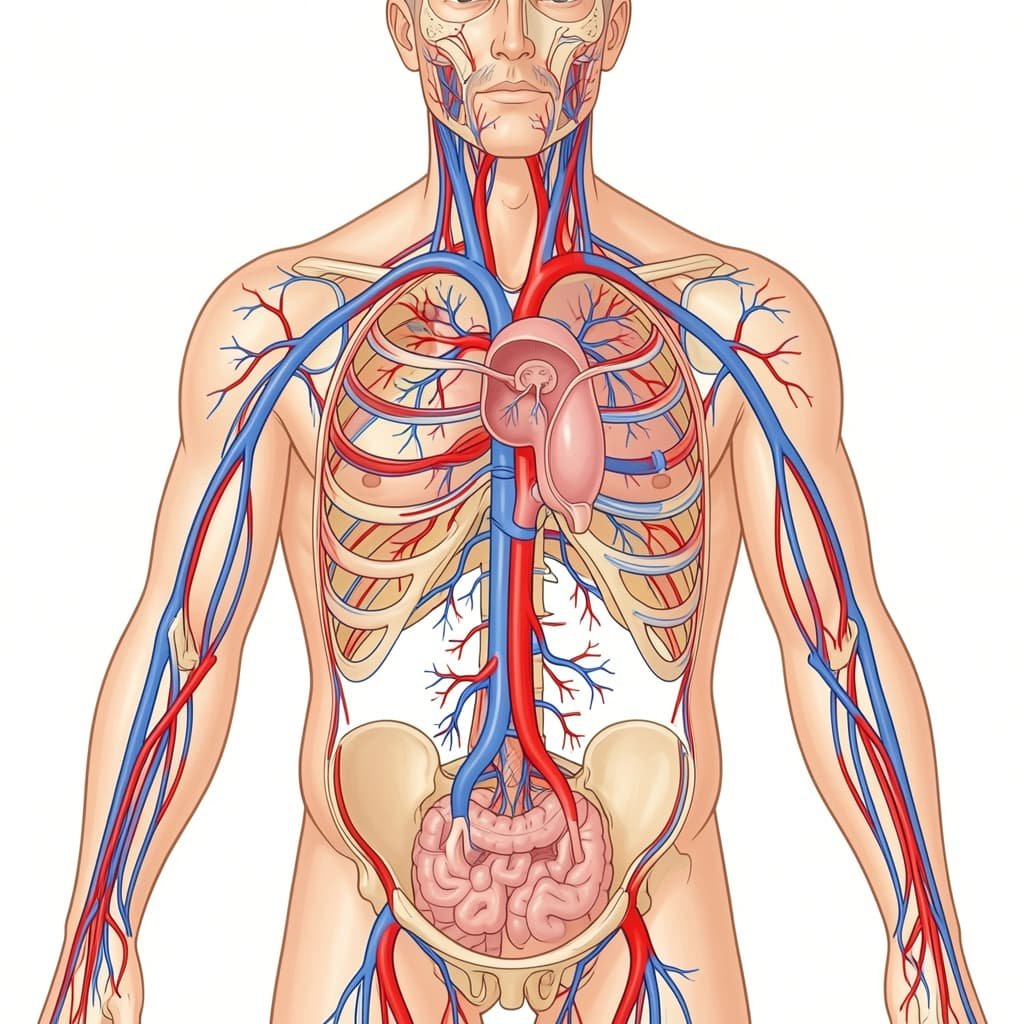 Anatomical diagram showing penile vasculature and cardiovascular connections relevant to erectile dysfunction