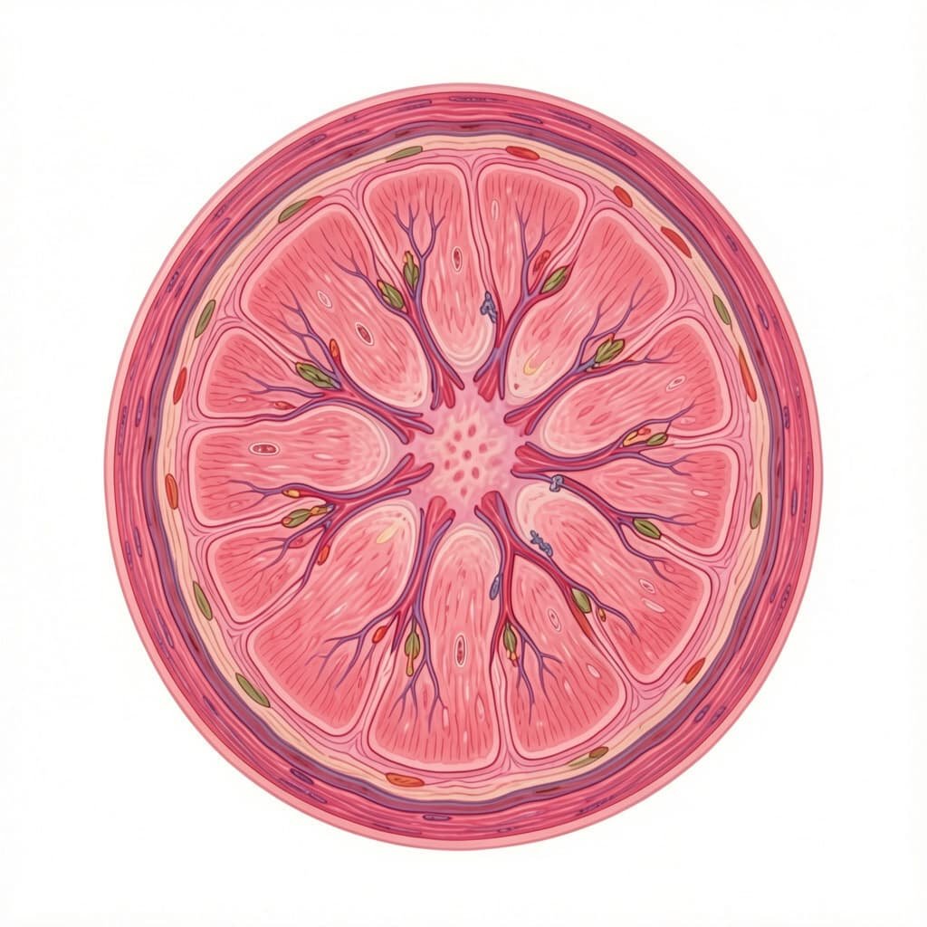 Anatomical diagram of penile vascular tissue showing corpus cavernosum, smooth muscle, and nerve structures relevant to erectile dysfunction treatment