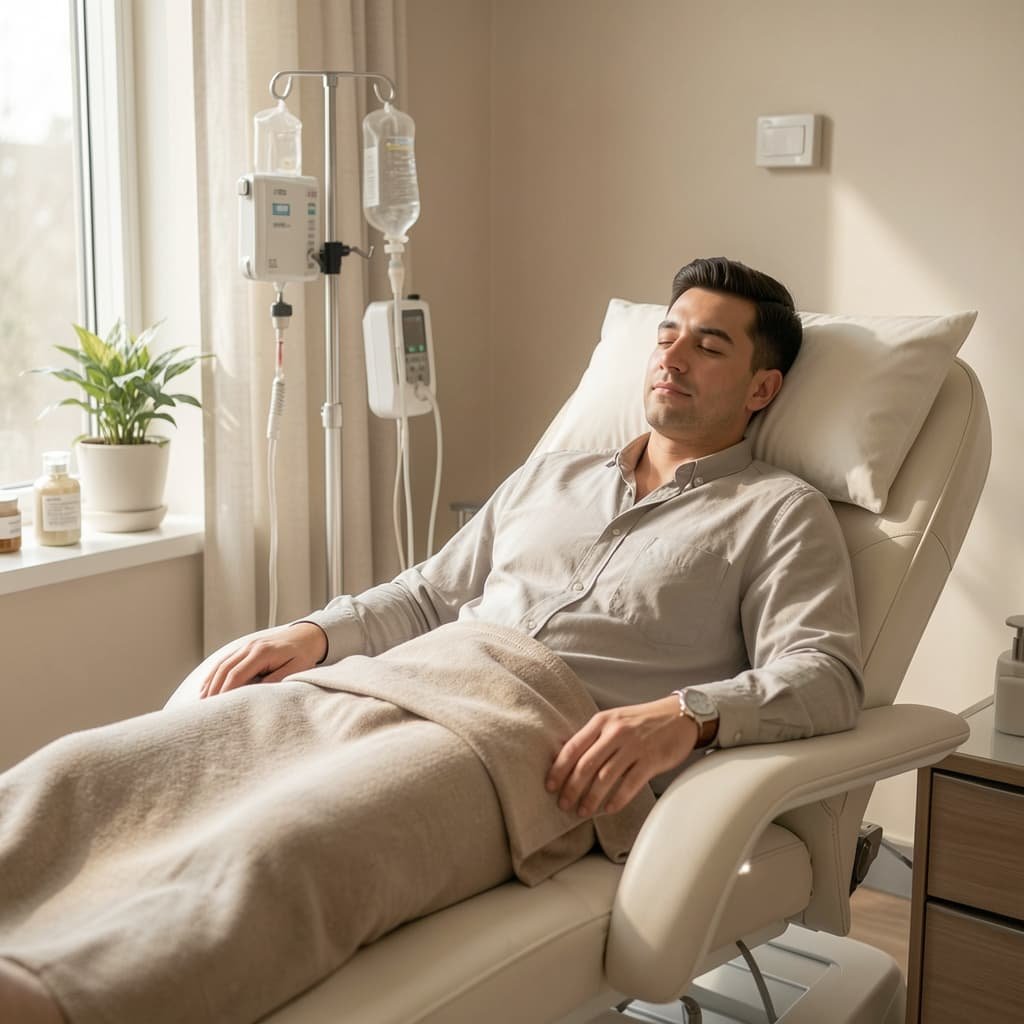 Patient during recovery period following clinical treatment