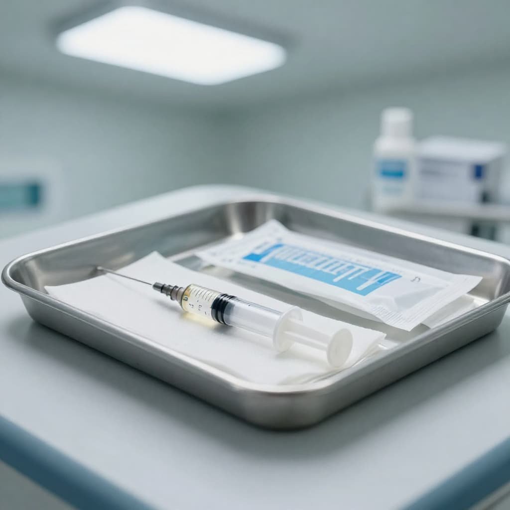 Sterile treatment tray prepared for P-shot  lichen sclerosus  injection