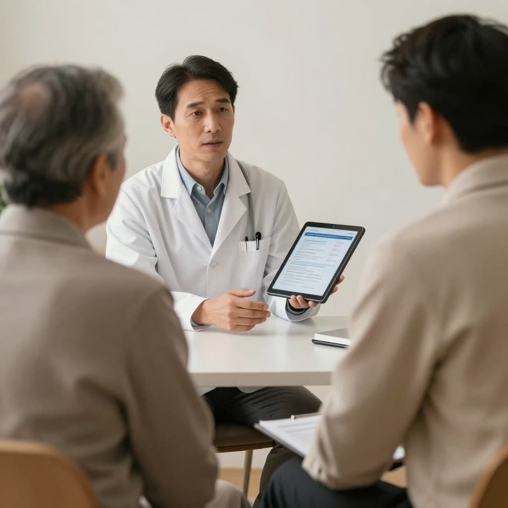 Doctor discussing P shot lichen sclerosus treatment options with patient