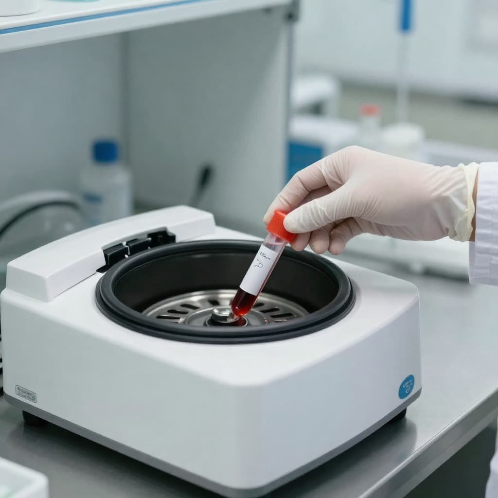 Centrifuge separating platelet-rich plasma for P shot treatment