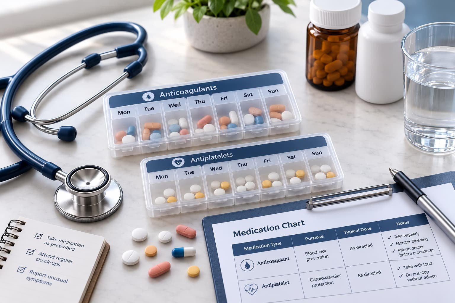 Blood thinner tablets and medication chart relevant to P shot treatment safety