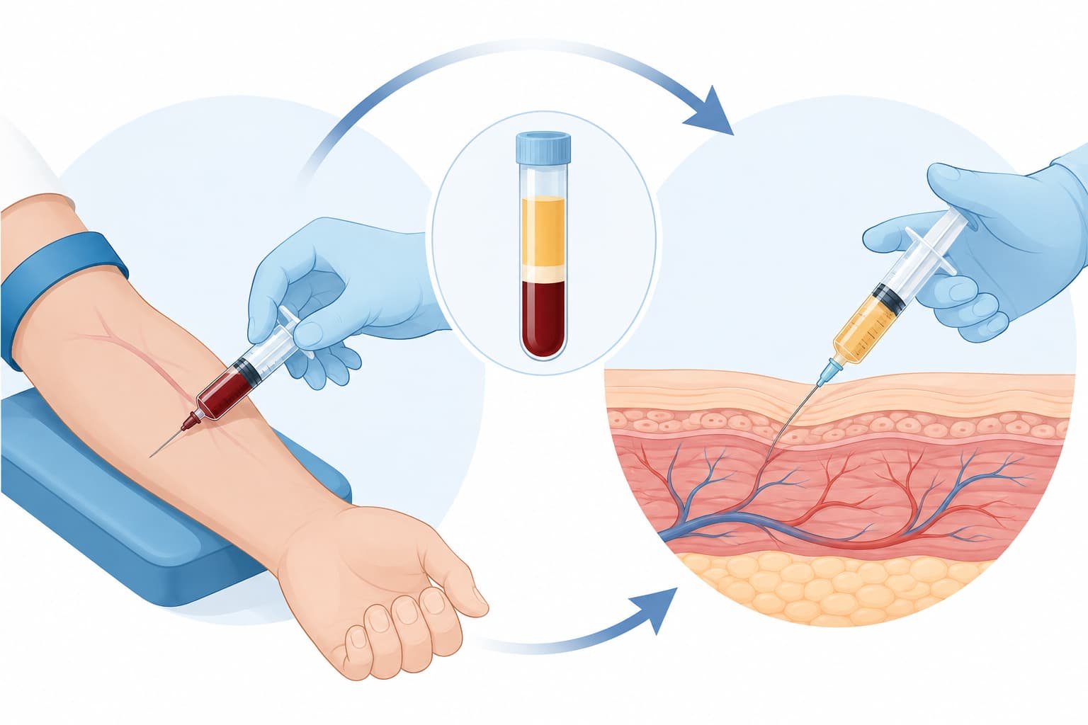 Diagram showing autologous PRP process used in P shot treatment