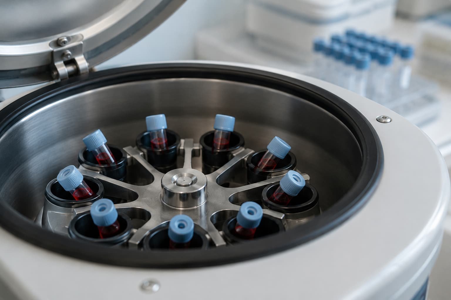 Centrifuge equipment used to prepare platelet-rich plasma for regenerative treatments