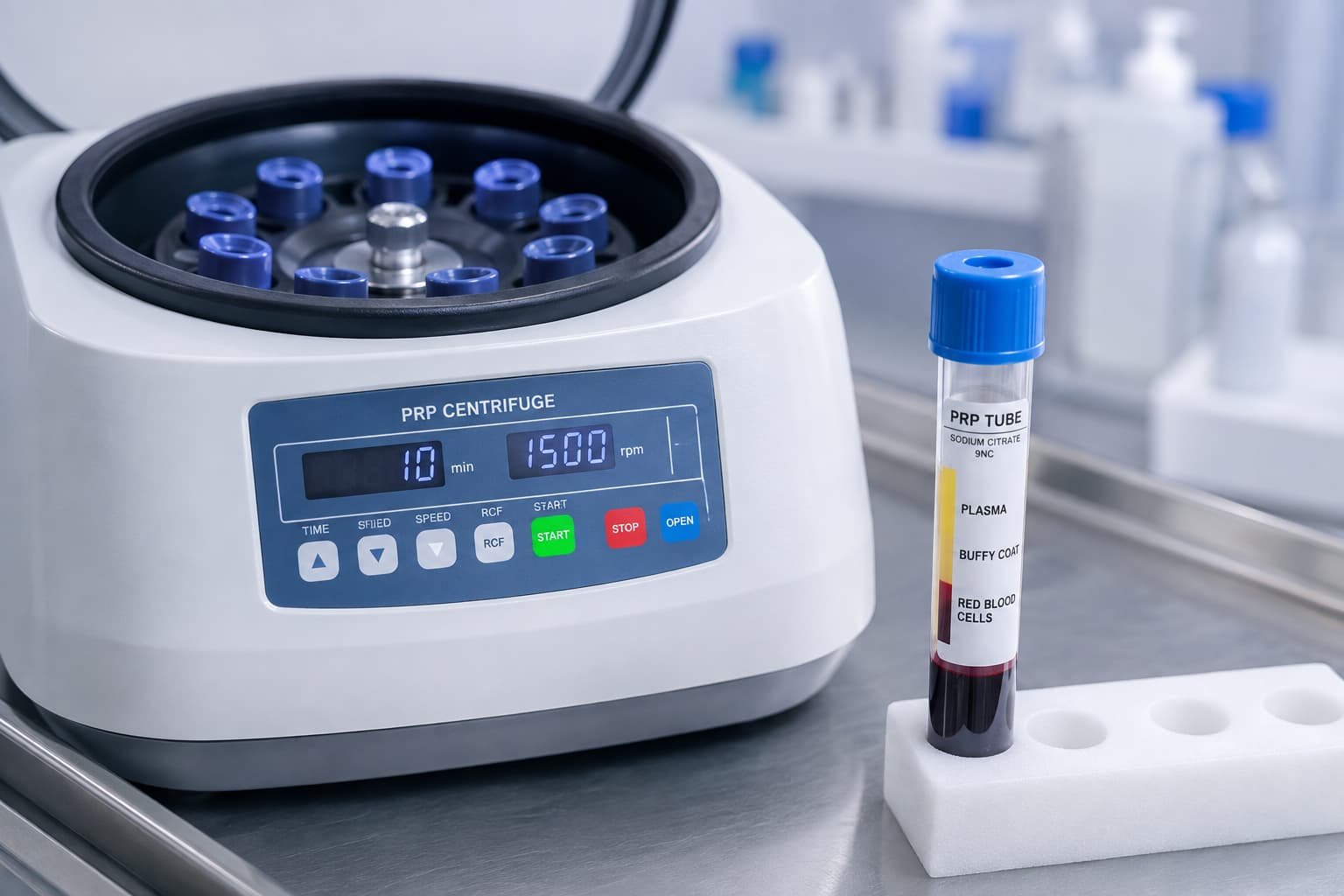 Centrifuge separating platelet-rich plasma for P Shot for ED treatment