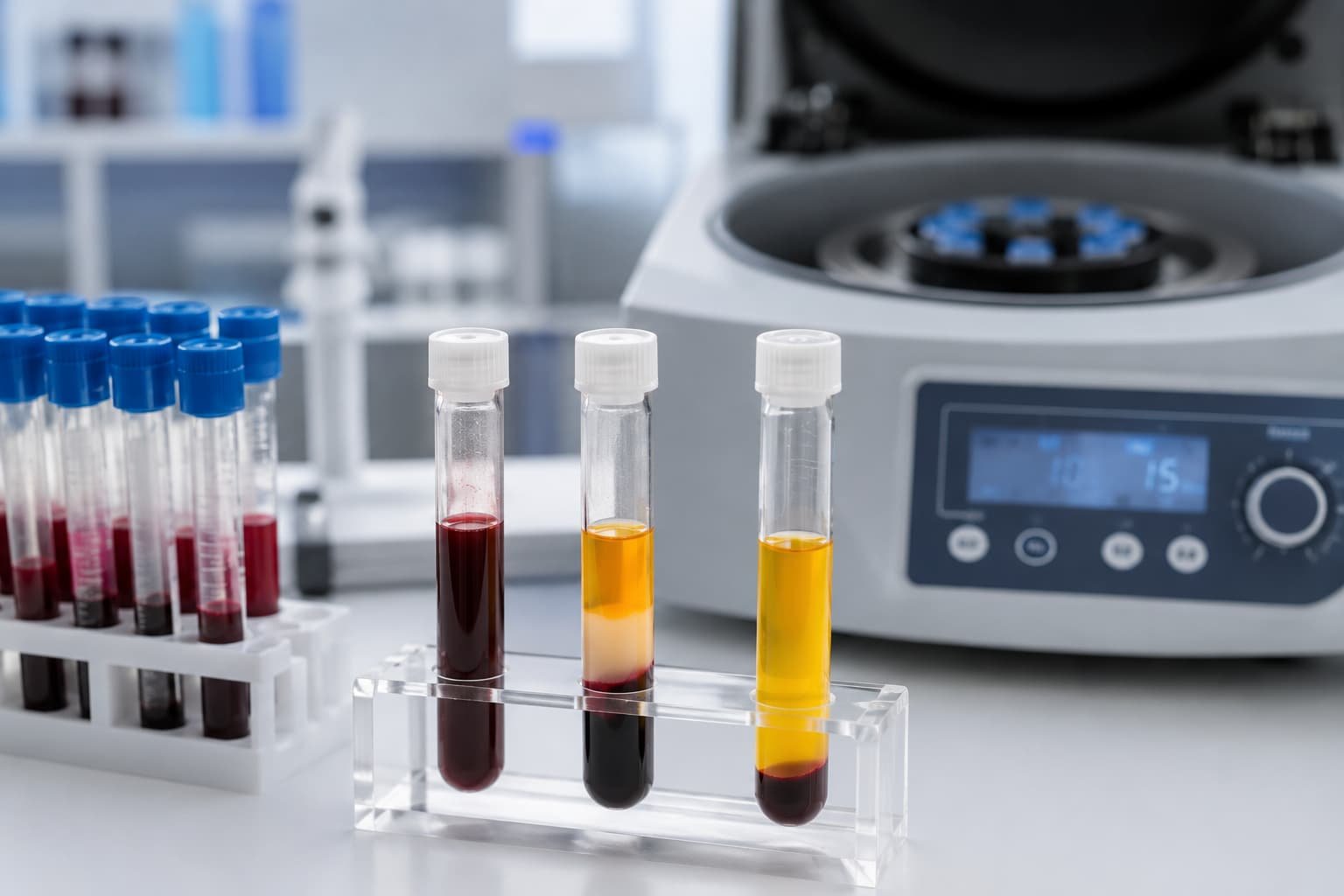 Centrifuge separating platelet-rich plasma used in P shot treatment