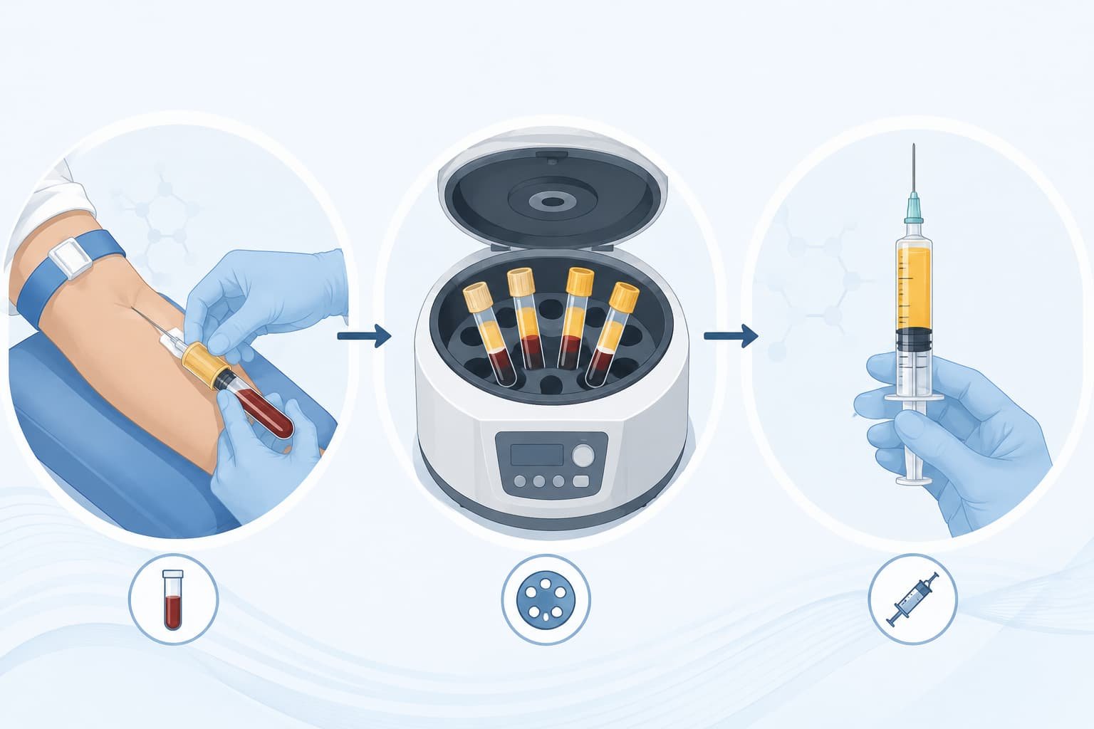 Diagram showing how PRP is prepared for P shot treatment