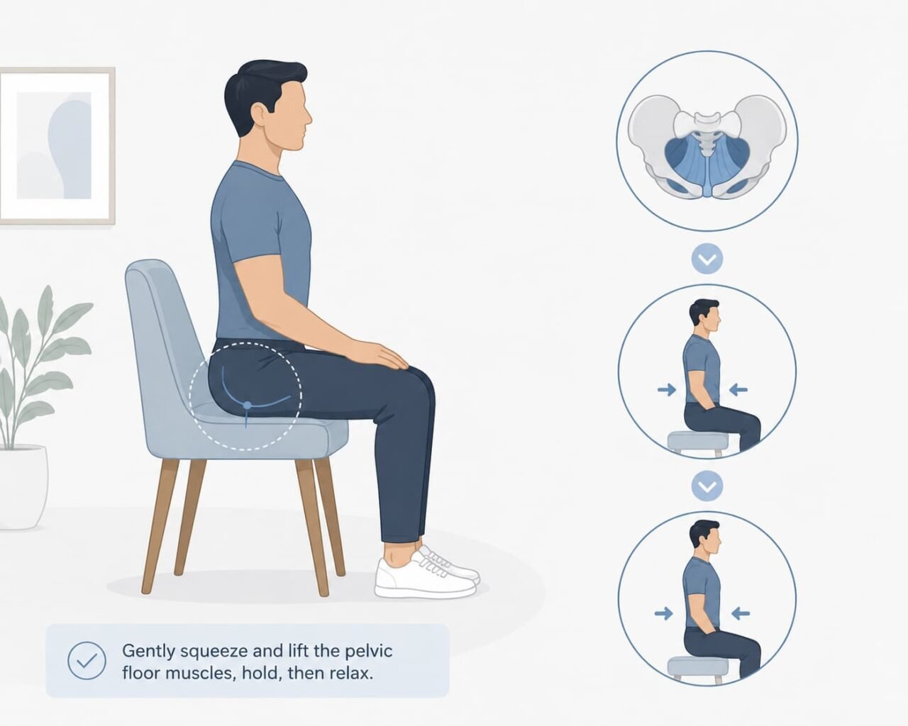 Man performing pelvic floor exercises for erectile function