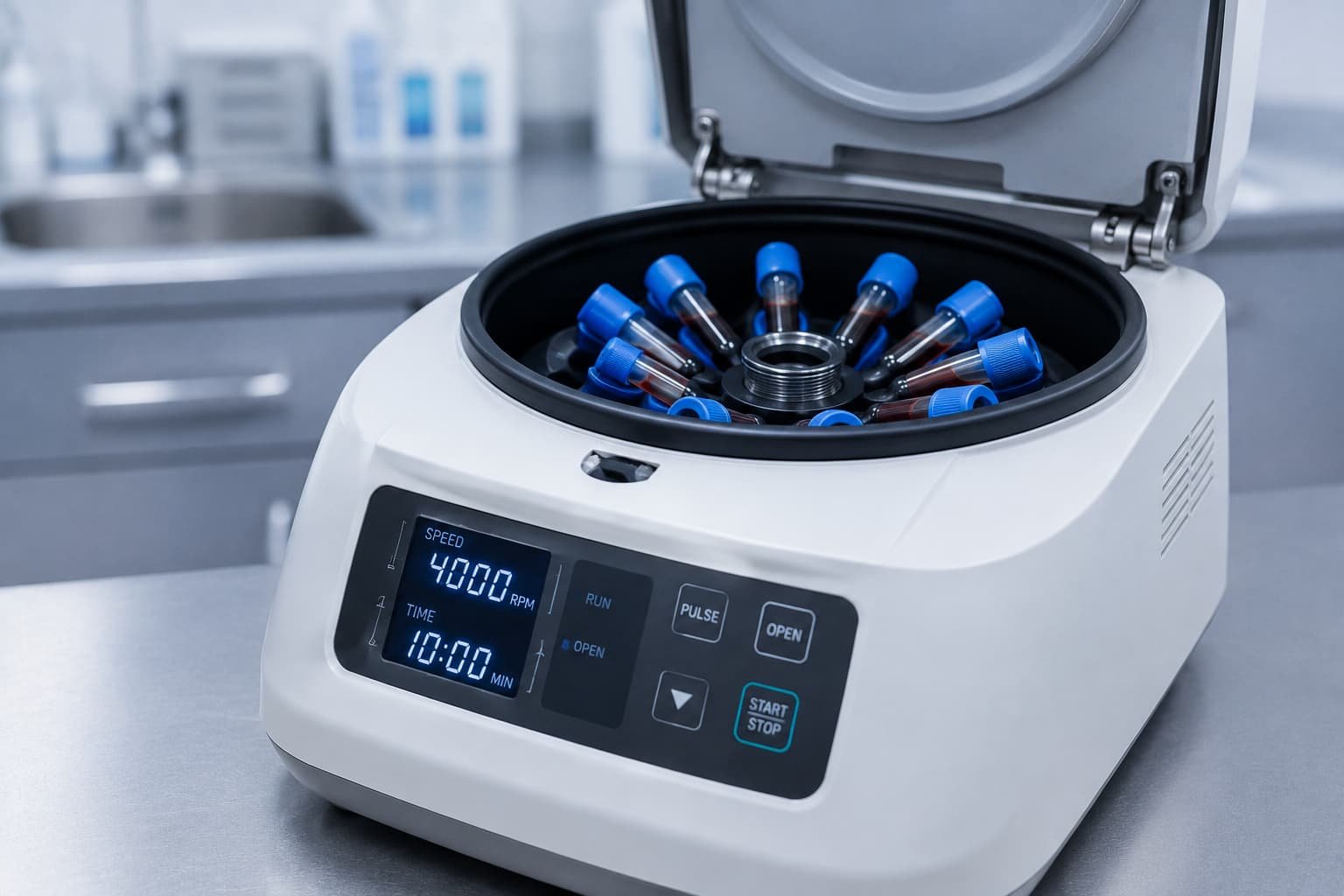Medical centrifuge separating platelet-rich plasma for a P-shot appointment