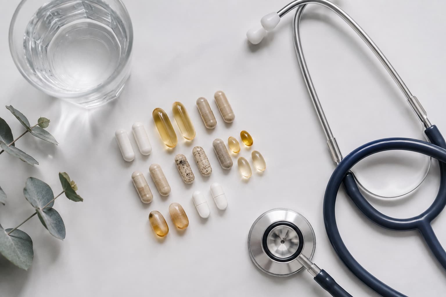 Vitamin and supplement capsules relevant to vascular health before a P shot treatment