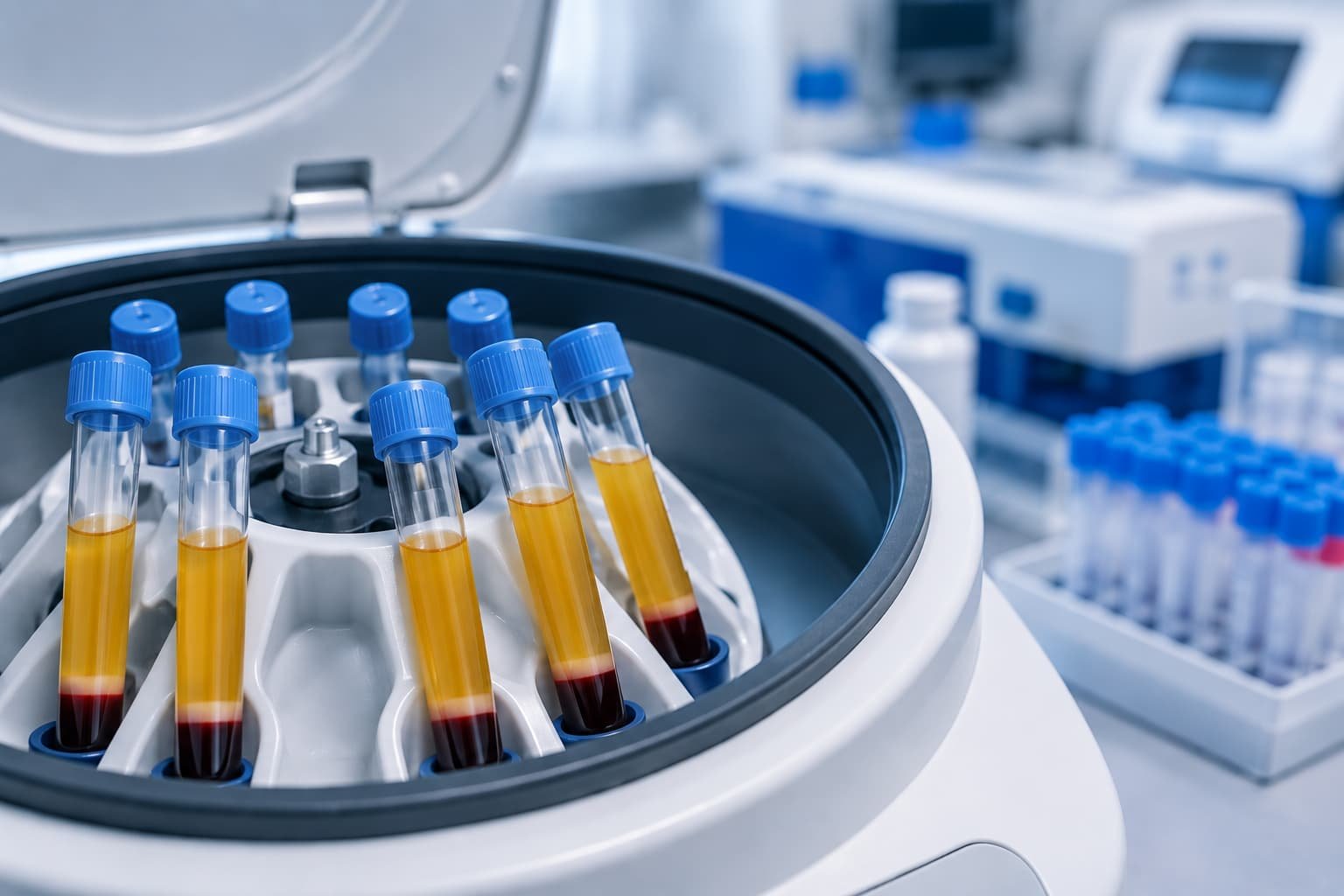 Centrifuge separating platelet-rich plasma used for treatment