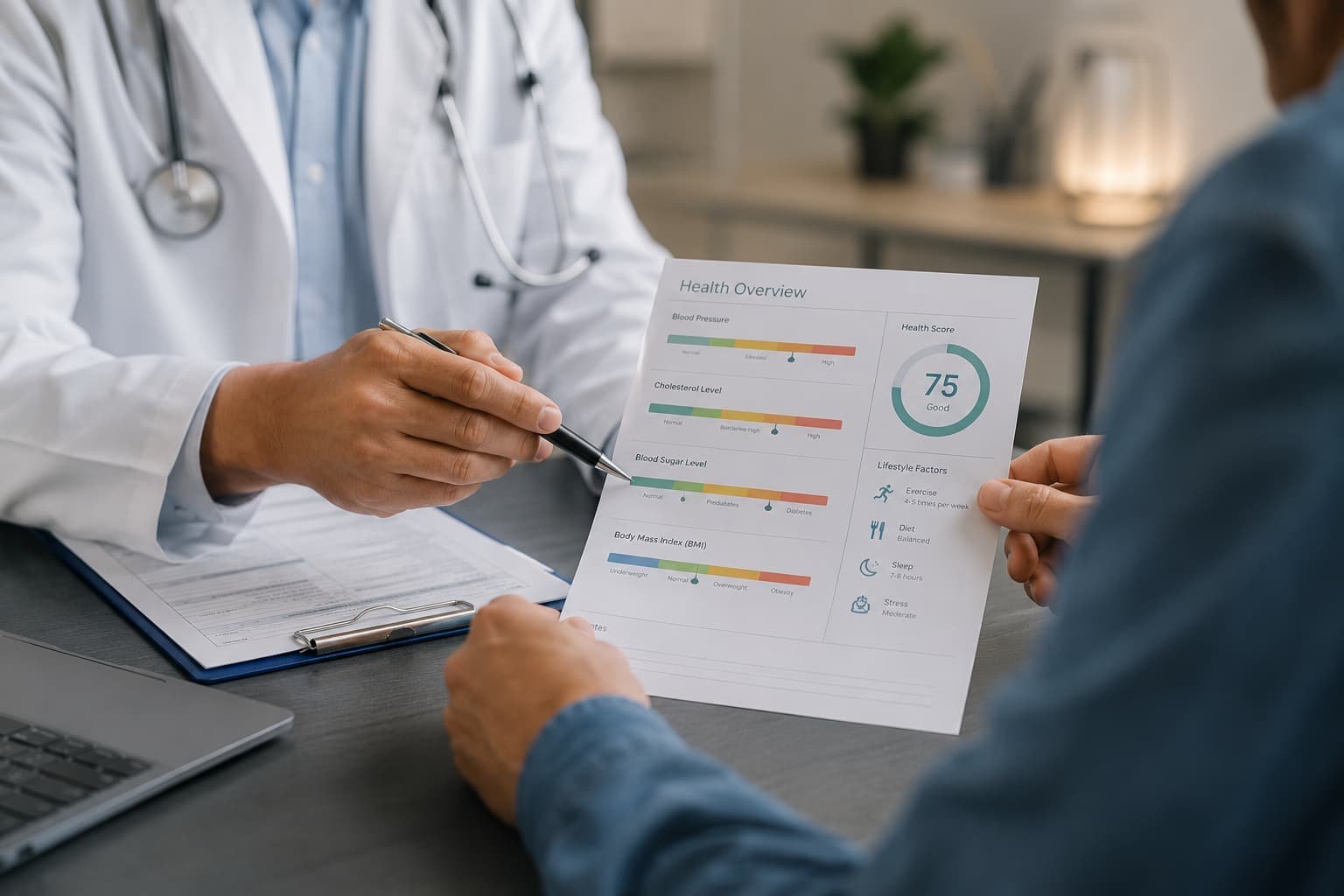 Clinician reviewing nutrition and health history before P shot treatment