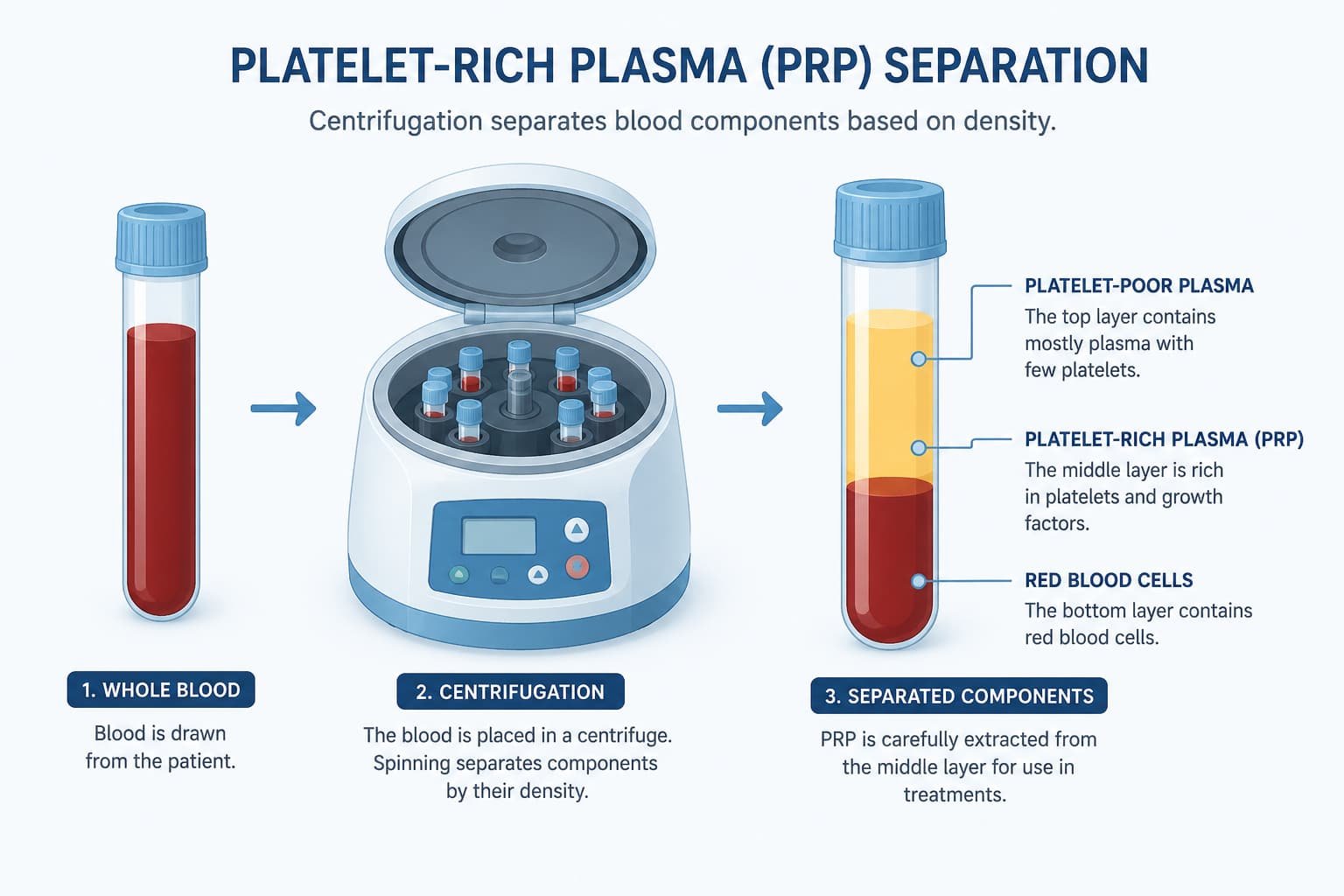 Diagram showing how PRP is separated for P-Shot treatment