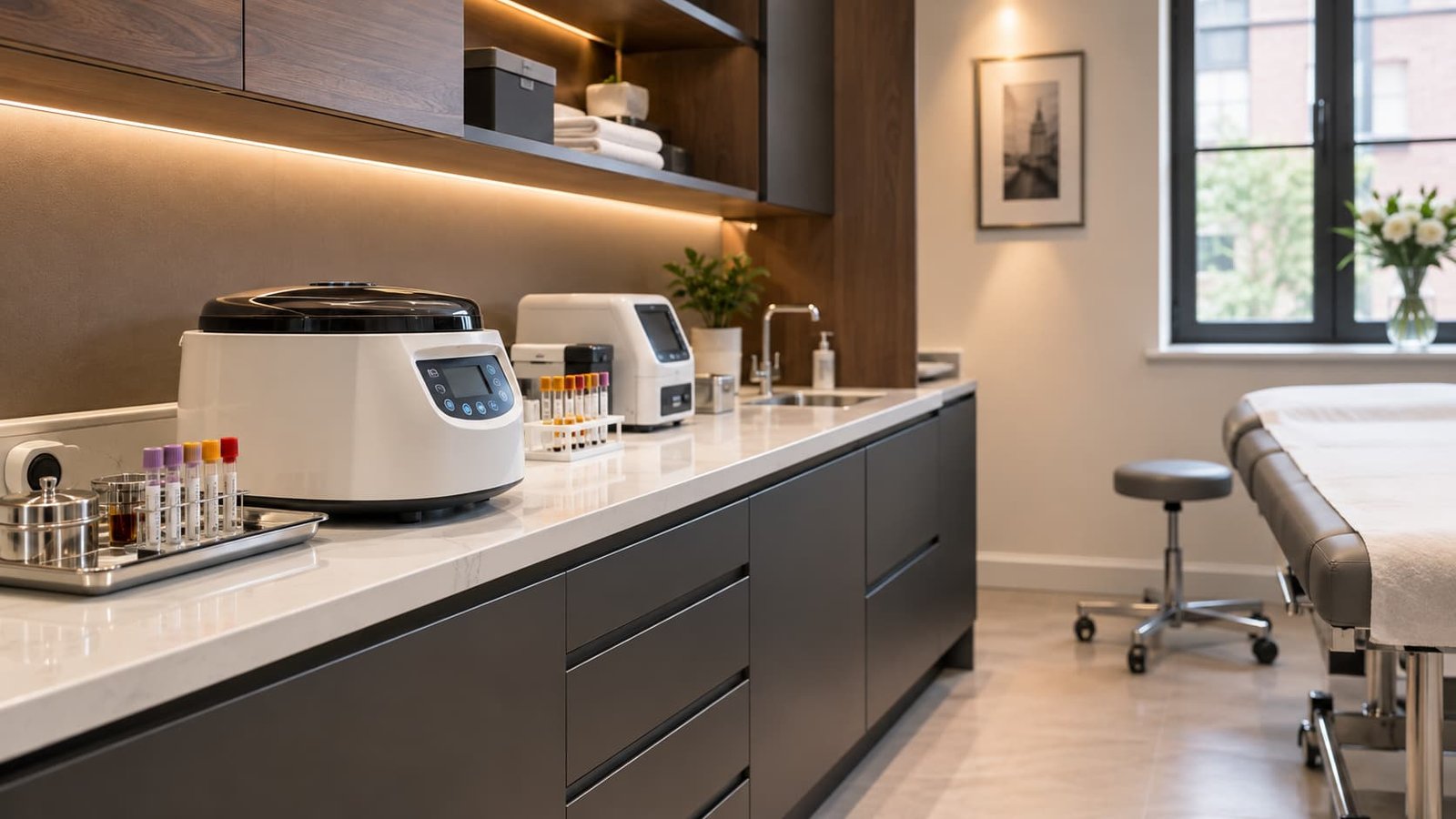 Private clinic treatment room used for PRP-based P shot procedures in London