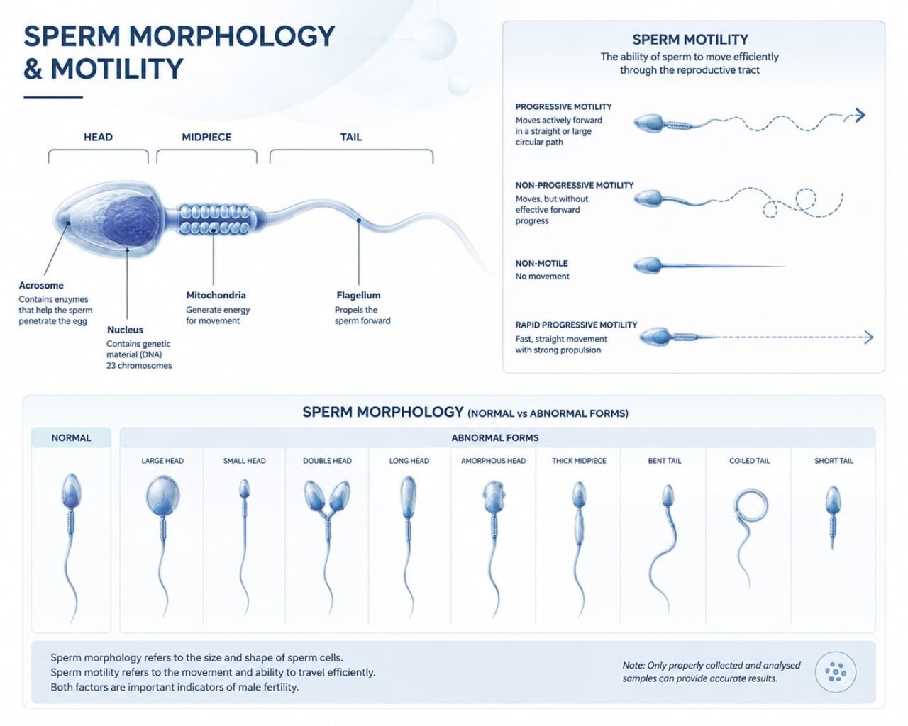 Diagram of sperm cell structure relevant to male fertility assessment