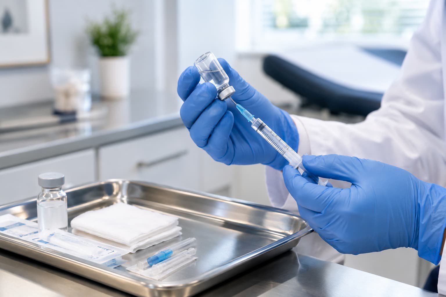 Clinician preparing P shot treatment for erectile dysfunction in London clinic