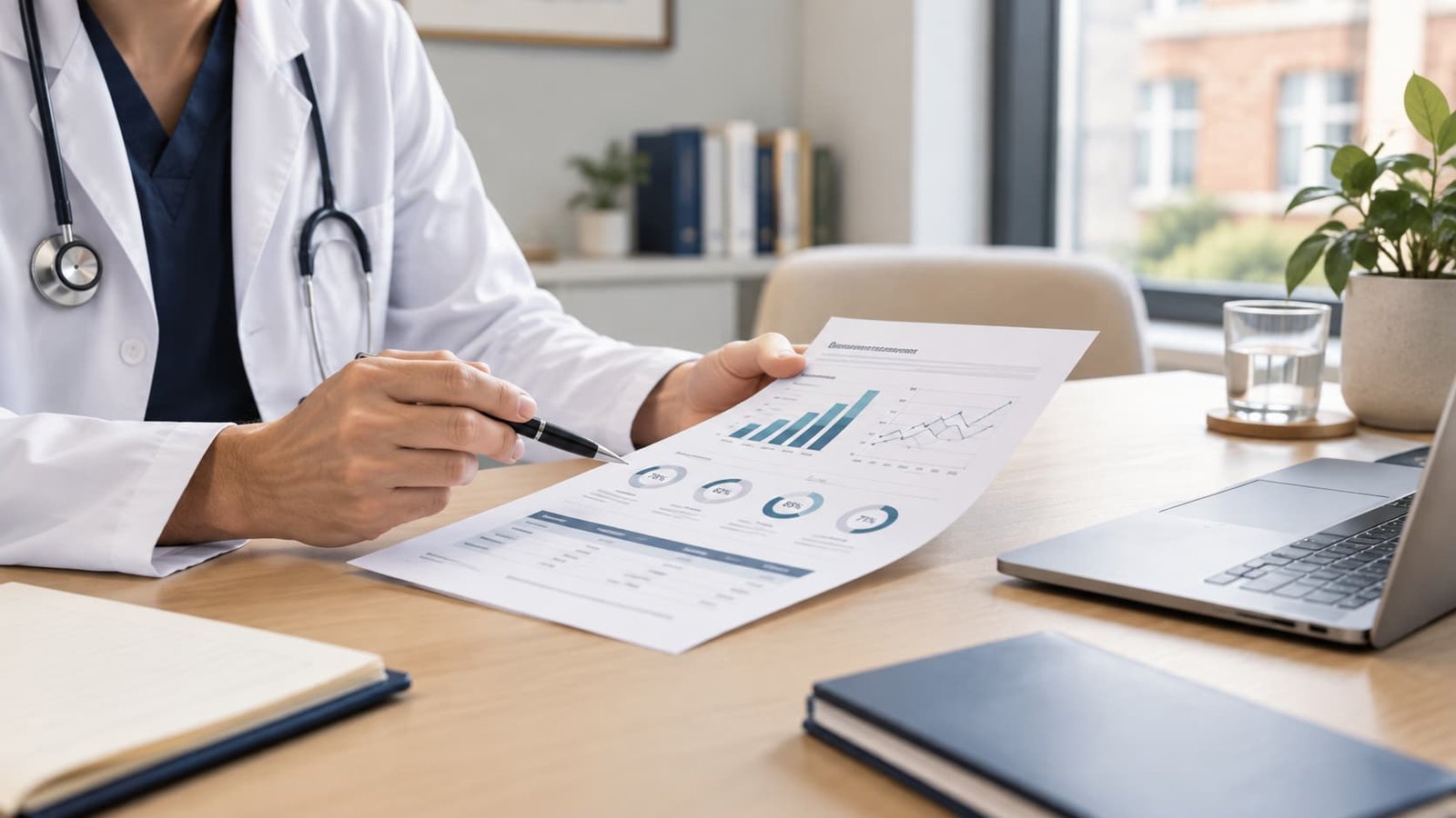 Doctor reviewing clinical evidence comparing P shot with standard erectile dysfunction treatments