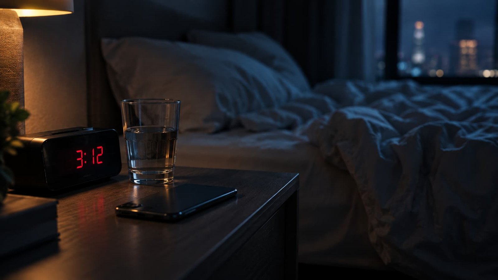 Bedside alarm clock at 3am representing sleep deprivation and ED in men